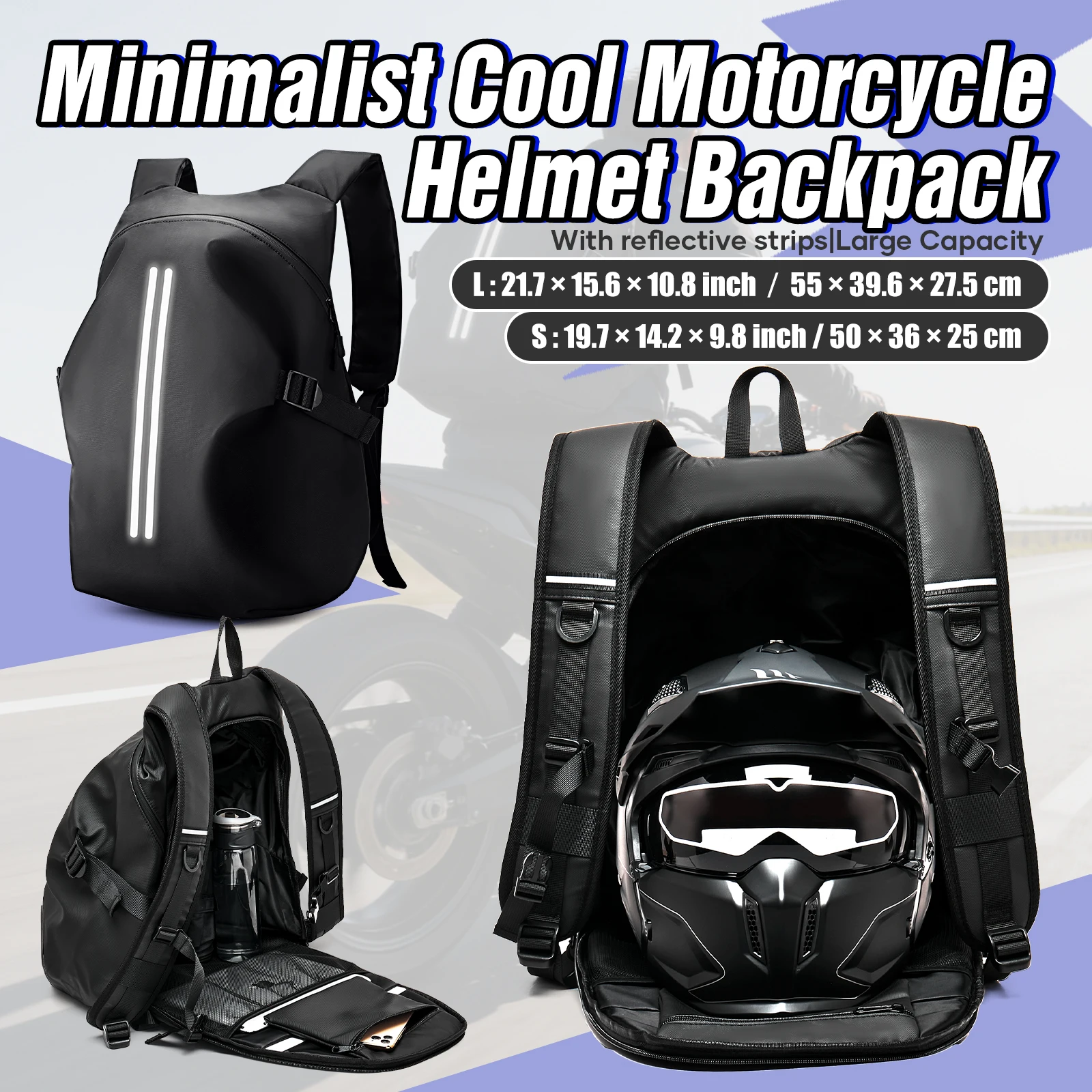 

Мужской мотоциклетный рюкзак, сумка для мотоциклетного шлема, дорожный рюкзак большой вместимости со светоотражающими полосами, мужской походный рюкзак ﻿