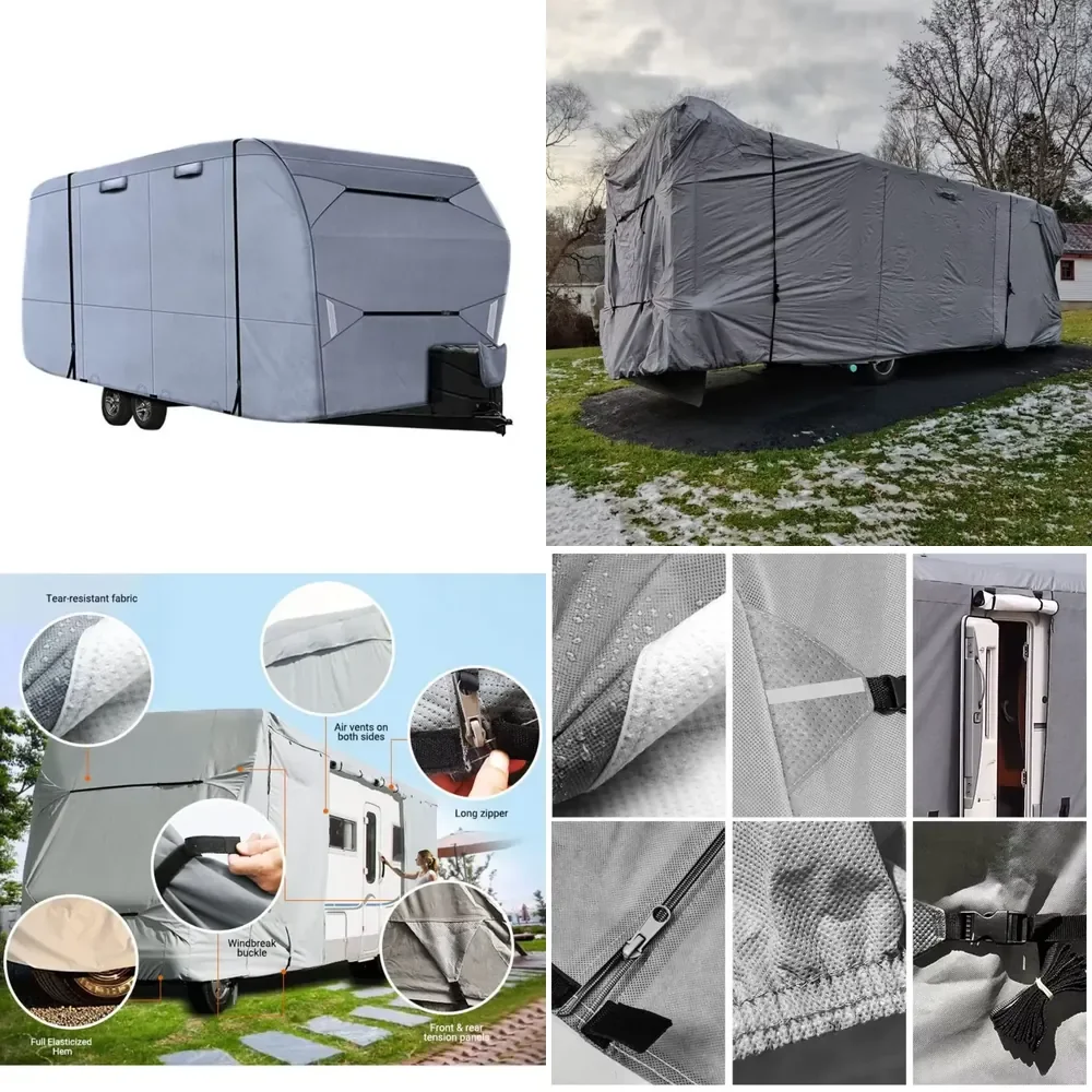 2026 Motorhome RV Cover for Camper Travel Trailer XL Non Woven Oxford Cloth Waterproof Heavy UV Protection All Weather
