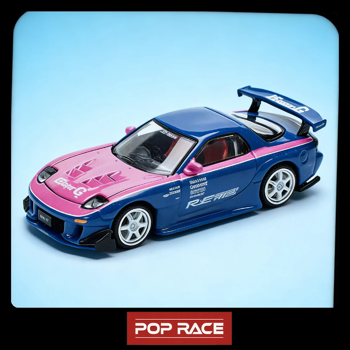 

POP RACE In Stock PR640240 1:64 Mazda RX-7 FD3S RE-Amemiya Widebody Blue/Pink Diecast Model Car
