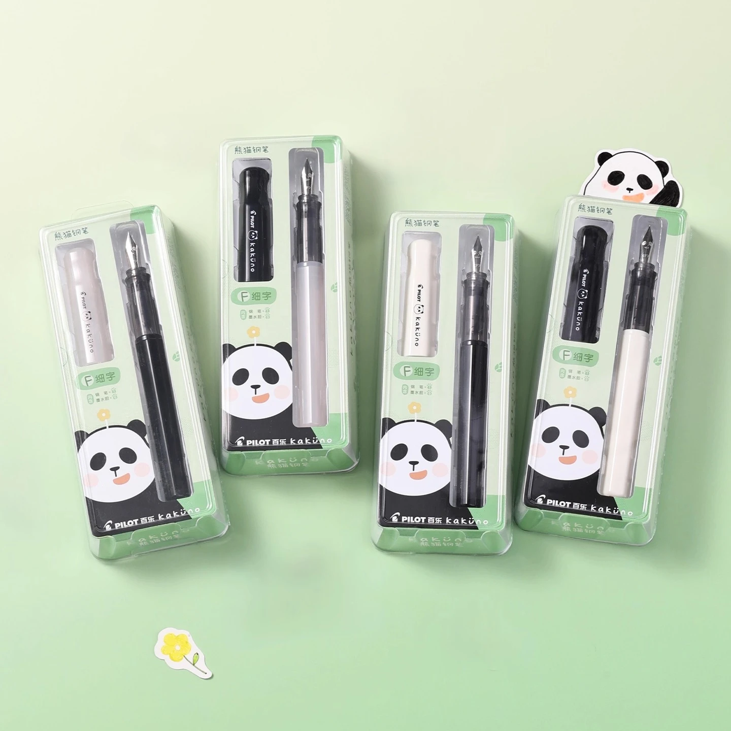 

Kawaii Pilot Kakuno Panda Fountain Pen Gift Set Limited Edition Black White Pen with Ink for Students Journaling