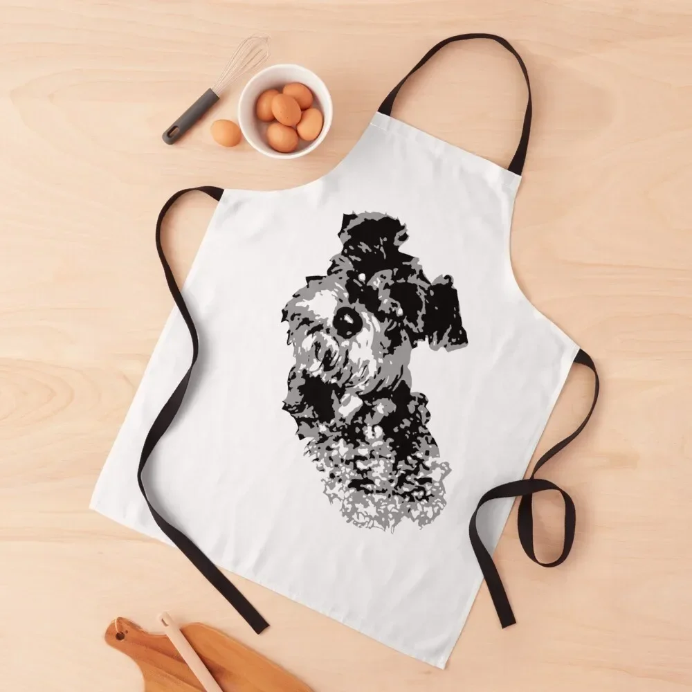 Miniature Schnauzer Dog Black and White Graphic Drawing Original Artwork Apron kitchen gadgets Apron