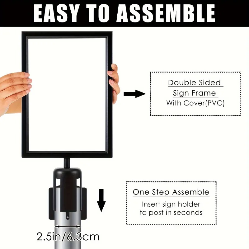 Imagem -03 - Dupla Face Poster Display Stand para Controle de Multidão Post Sinal Retrato Topo Sentinela pc