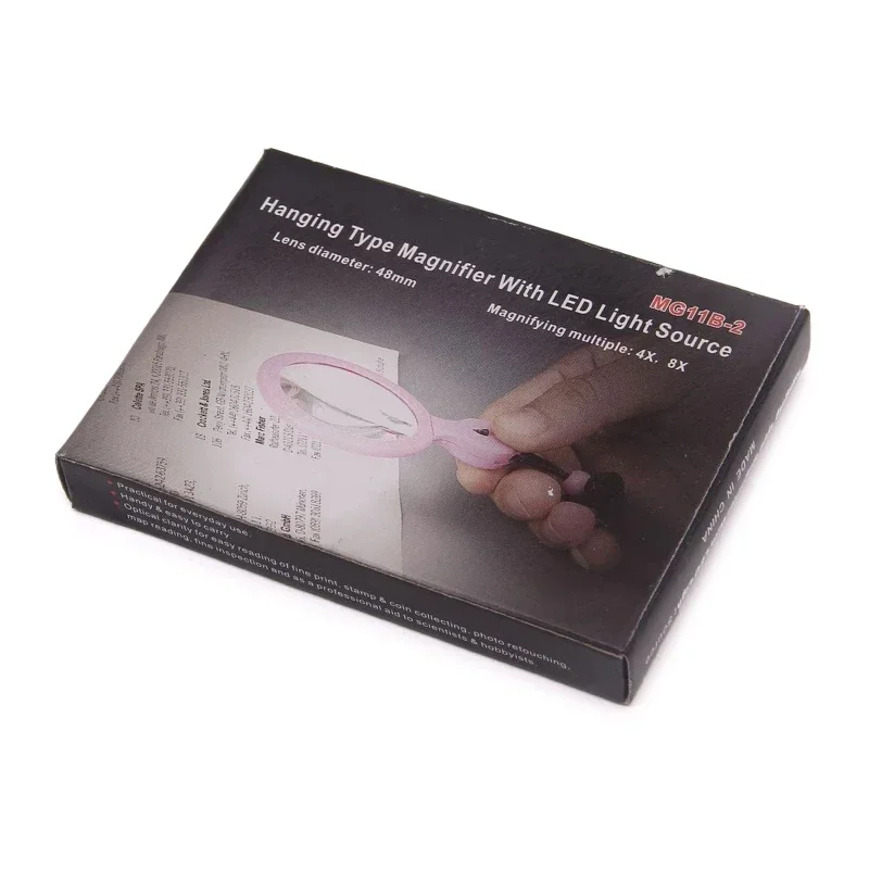 Reading Magnifier 4X & 8X Portable Neck Wear Glass with LED Light for Reading Sewing Hobbies Parents's Gift