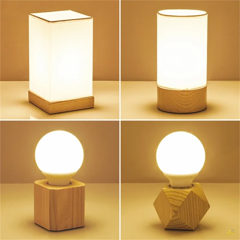 Modern Solid Wood Table Lamps LED Glass Lampshade Desk Lights Bedroom Beside Lamp Living Room Table Light Lighting Fixtures