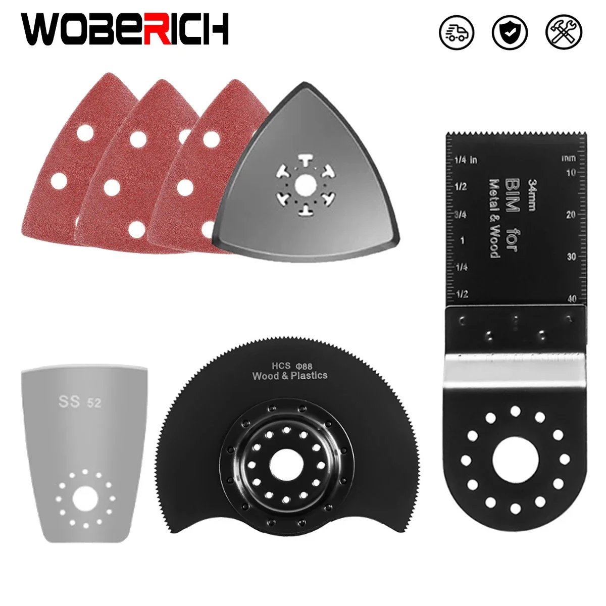 Woberich-lâminas de Serra Oscilante Aparador Renovador Lâmina Raspadora Disco Cortado Ferramenta Multifuncional
