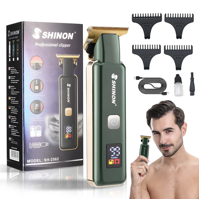 Resuxi SHINON SH-2562 USB Rechargeable Hair Trimmer LCD Beard Trimmer and Hair Clippers for Men Haircut Styling Tool