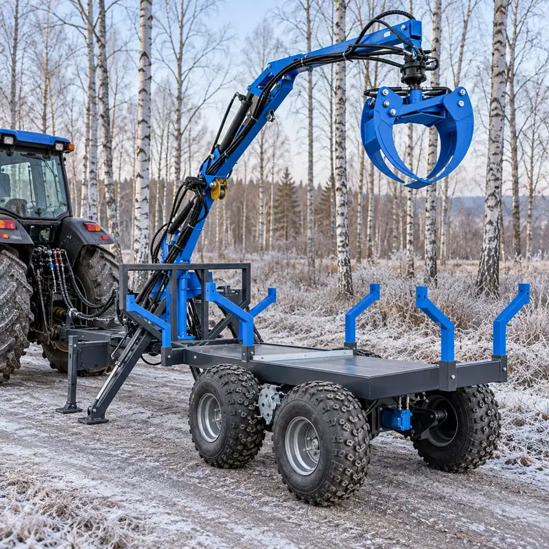 Log Trailer with Crane Customized Log Carrier Trailer for Timber Transport with Balanced Trailer Frame Professional Design