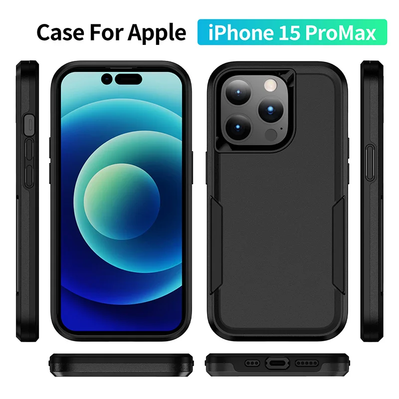 Luxury 2 in 1 Phone Case for iPhone 15 14 13 12 11 Pro Max XR XS 8 7 Plus SE 2020 Armor Shockproof Soft Bumpers Hard Cover