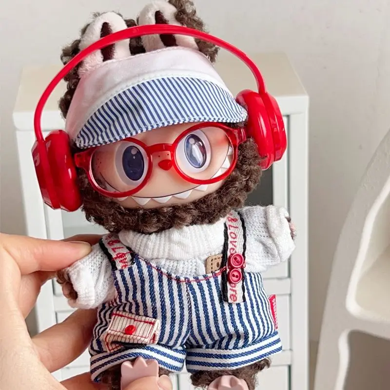 

For 15/17cm Labubu Mini Vintage Naval Doll Overalls Outfits Cartoon Set for Ropa Labubu Trendy Suit Gift