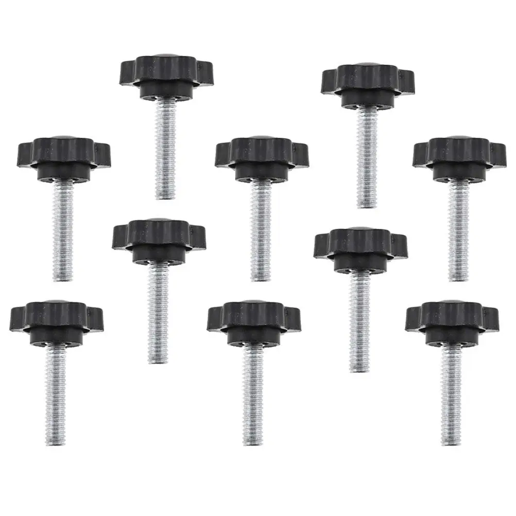 10Pcs Handgrip Threaded Plum Clamping Knobs Carbon Steel Plastic Screw Handles Replacement Thread Head Clamping Knob