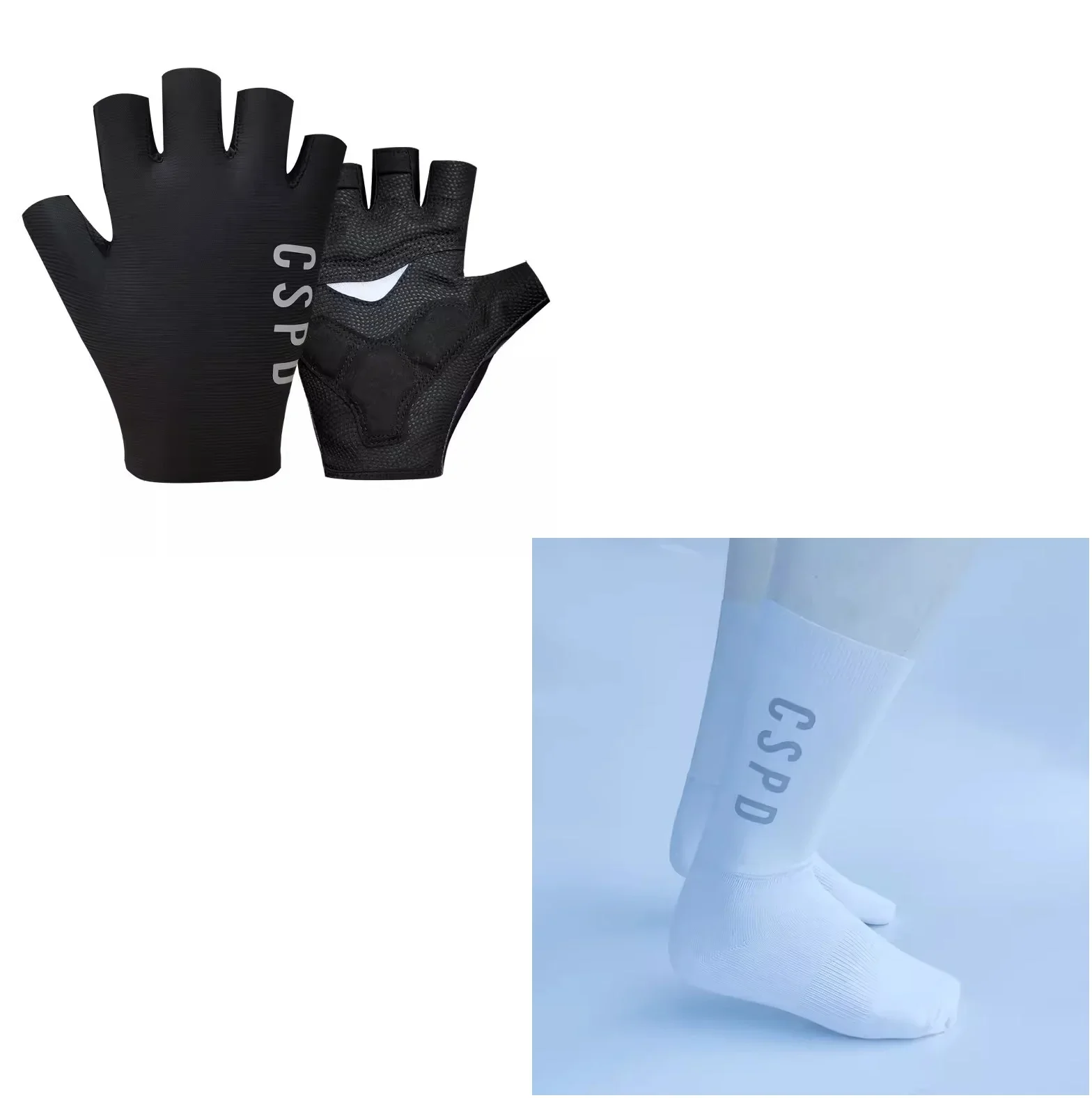 

Пара велосипедных перчаток с открытыми пальцами и одна пара велосипедных носков