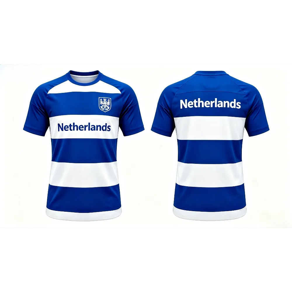 Blue White Horizontal Stripe Men T‑Shirt Quick Dry Breathable Short Sleeve Sport Gym Workout Running Athletic Casual Tee Tops
