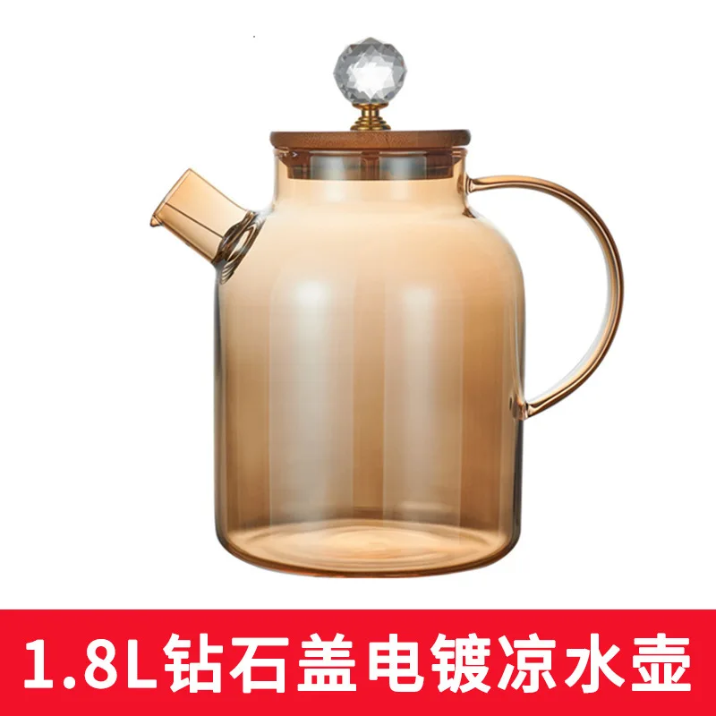 

Large Capacity Glass Water Jug Heat Resistant Glass Carafe Boiling Tea Cold Drinks Lemonade Household Water Pitcher
