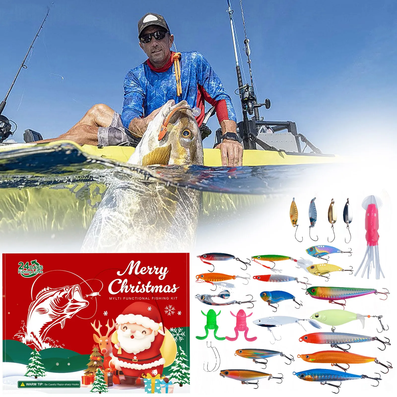 Christmas Count down Bags 2025 Fishing Advent Calendar For Men Adult Fishermen Teens And Children Timers for Cooking with Loud