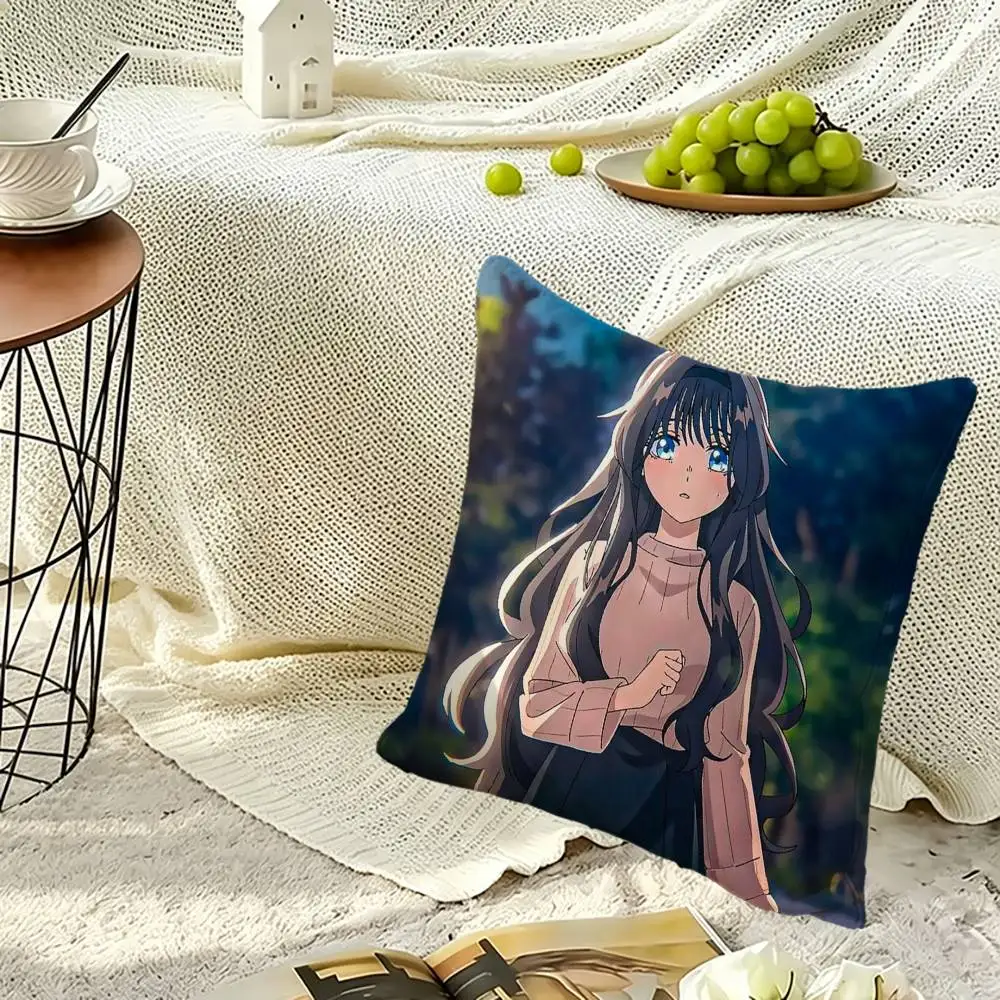 K-Kaoruko Waguri Floral S-School Anime Square Double-Sided printed Pillow Case Bedroom Bedside Pillow Sofa Cushion Cover