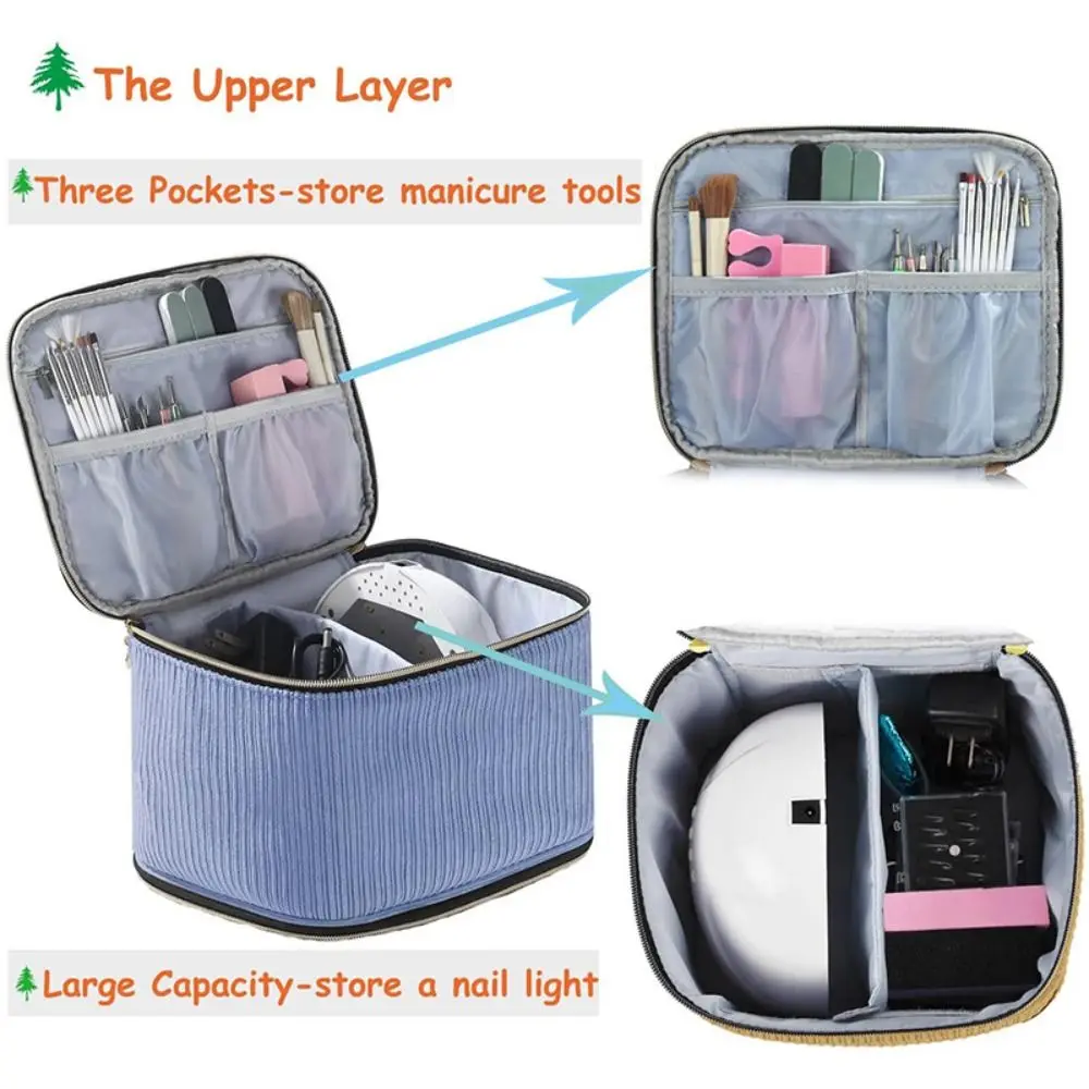 New Double Layer Nail Polish Organizer Bag 30 Grids Large Capacity Nail Care Kit Bag Handheld Makeup Bag Nail Care Tool