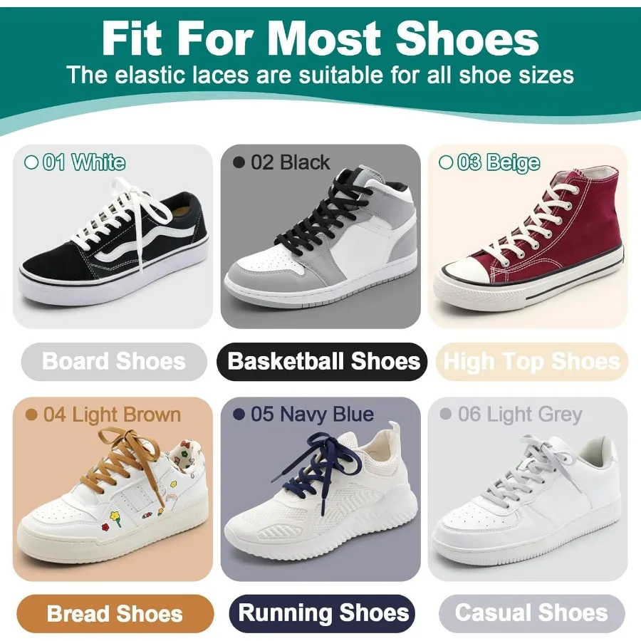 أربطة أحذية مرنة مسطحة: قابلة للتمدد للأحذية الرياضية 2 ص