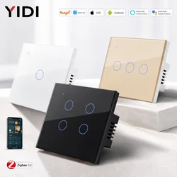 Tuya Zigbee 3.0 Smart Wall Light Switch US AU 1/2/3/4 Gang With Neutral No Neutral 110V 220V Alexa Google Home