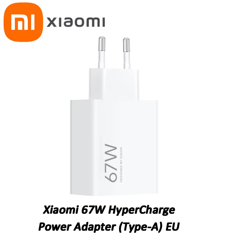 

Оригинальный адаптер питания Xiaomi 67 Вт HyperCharge Type-A EU для наушников телефона, адаптер для быстрого зарядного устройства, европейский адаптер для путешествий