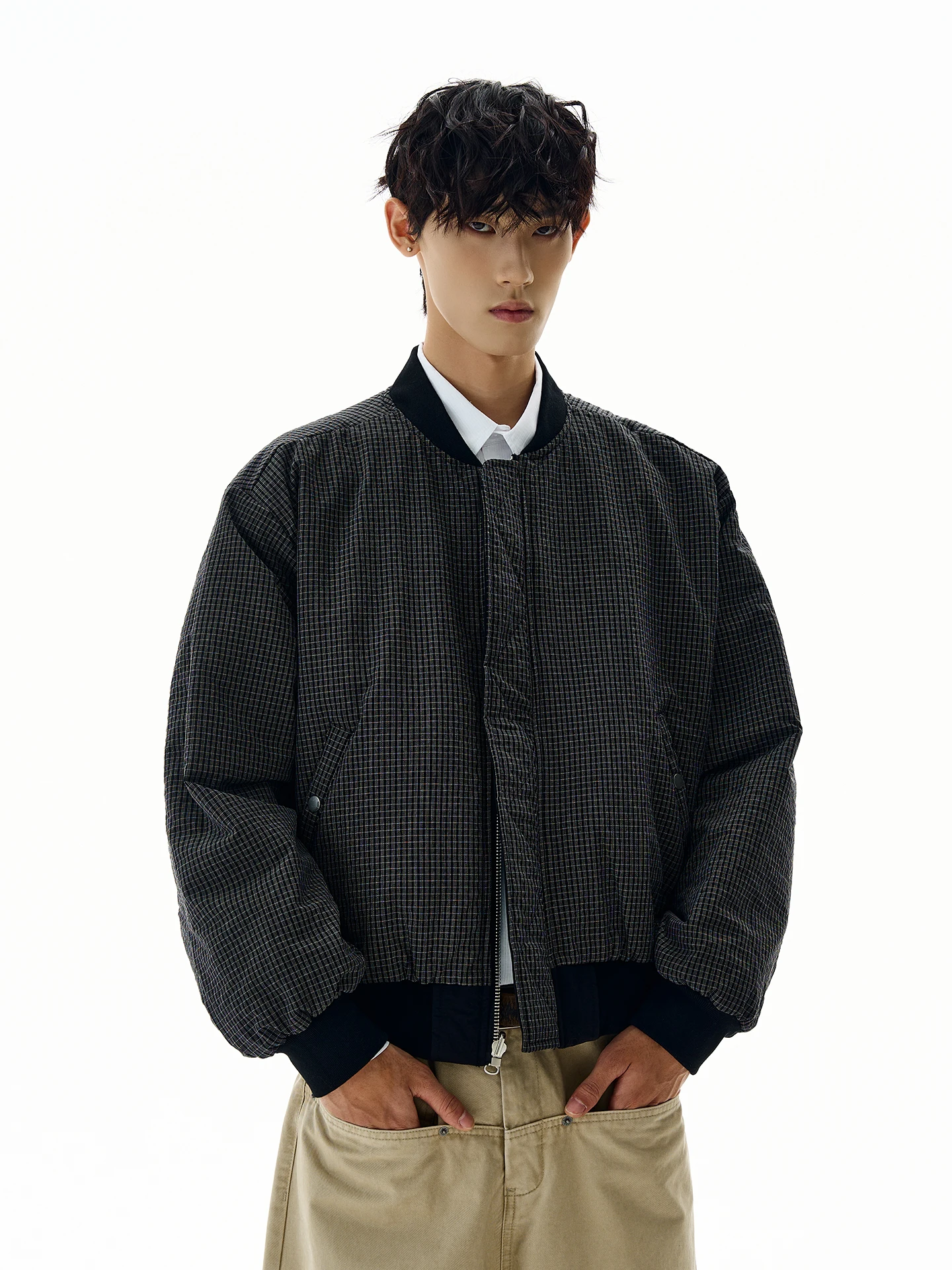 

American Retro Double-Sided Wear Baseball Jaet Loose ex Flight Coat Youth Trend Polyester Fiber Long Sve Zipper Closure