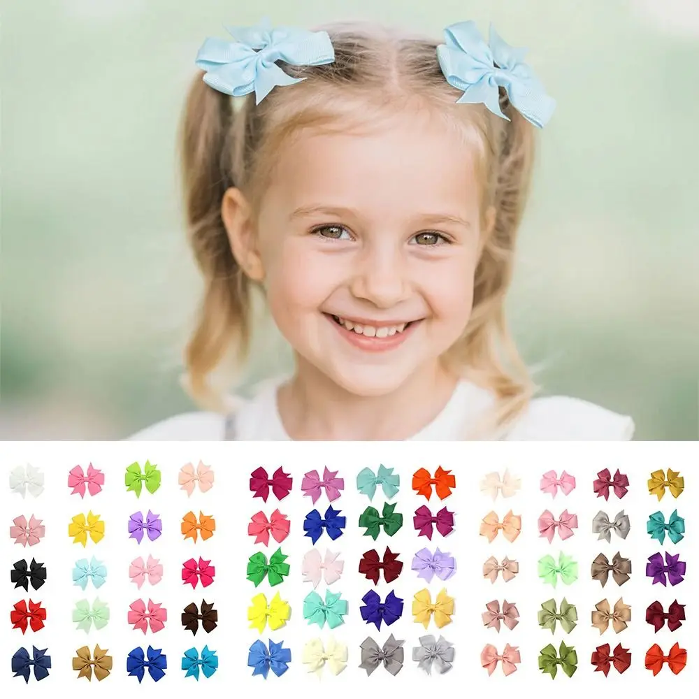 

20/40PCS Trendy Mixed Color Ribbon Bow Hairpins Hair Decoration Bowknot Children Hair Accessories Ornament Girls Hair Clip Gift