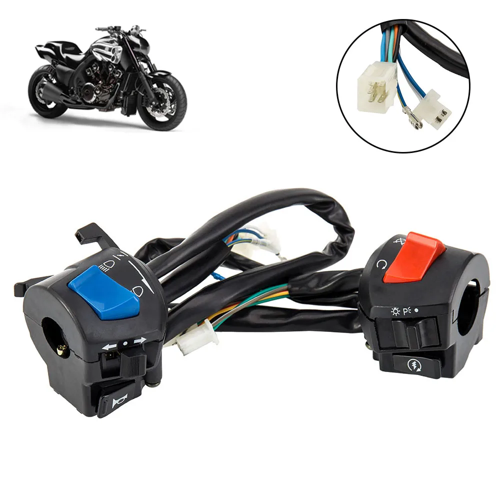 Motorcycle Handlebar Switch Control 1 Pair 7/8inch Universal Waterproof Motorcycle Horn Turn Signal Headlight Control Switch for
