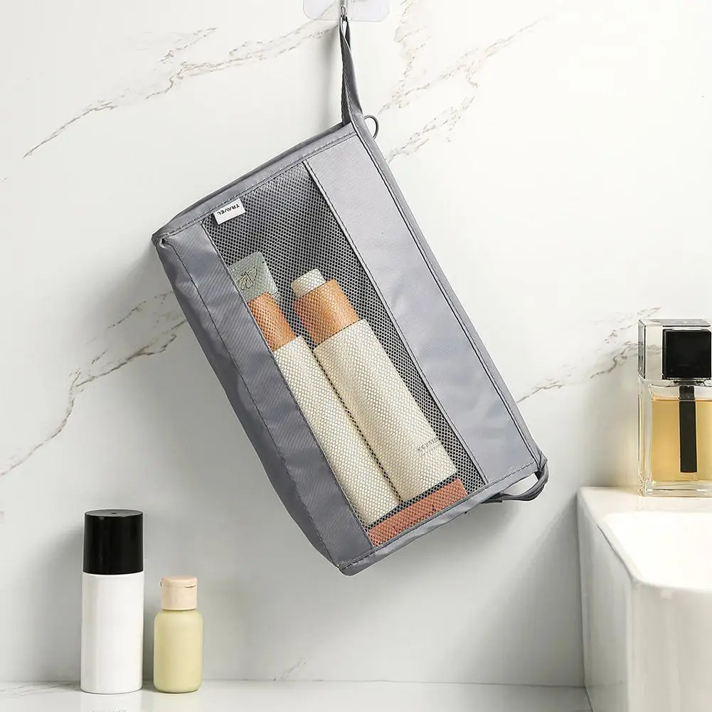 Mesh Cosmetic Bag Travel Toiletry Bag Lightweight Solid Color Makeup Storage Pouch Portable Toothbrush Cosmetic Organizer Bag
