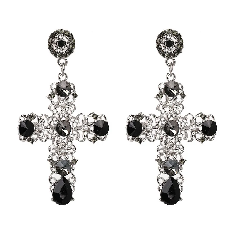 2022 Pop Vintage Baroque Cross Personality Exaggerated Fashion Earrings For Women Fashion Earring Birthday Party Jewelry Gifts