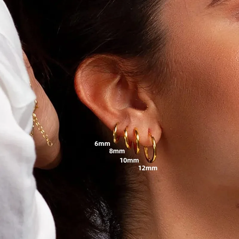 7Pairs/Kit Stainless Steel Huggies Hoop Earrings Multiple Sizes Unisex Sexy Ear Cartilage Piercing Jewelry Wholesale