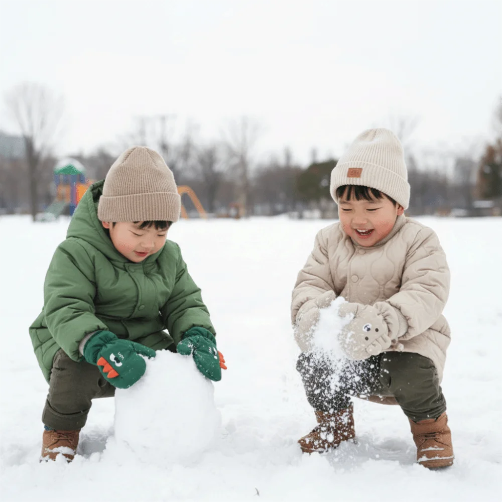 

Fashion Cute Cartoon Bear Full Finger Gloves Thickned Windproof Warm Gloves Cold Proof Mittens Winter