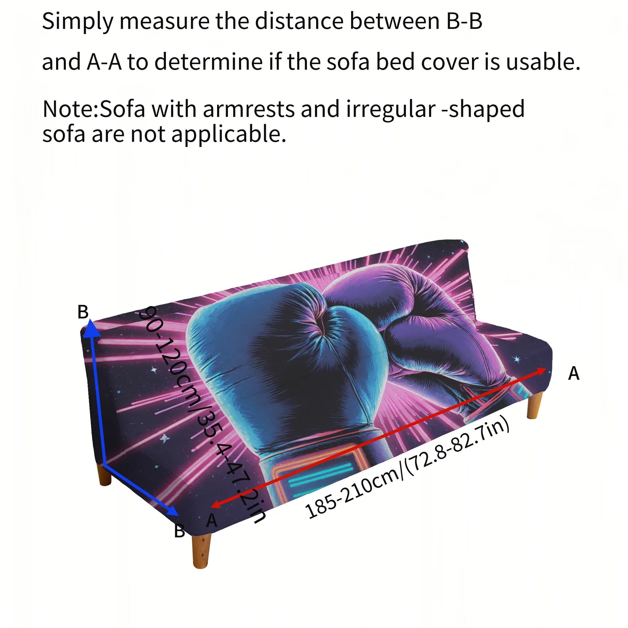 Neon boxing gloves elastic sofa bed cover, living room sofa bed cover, dustproof machine washable sofa bed cover