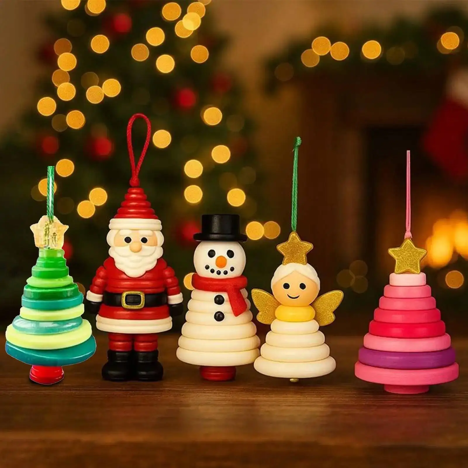 

Material Package DIY Button Craft Kit Snowman & Santa Claus Drop Ornament Making Christmas Tree Pendant Festival Gift