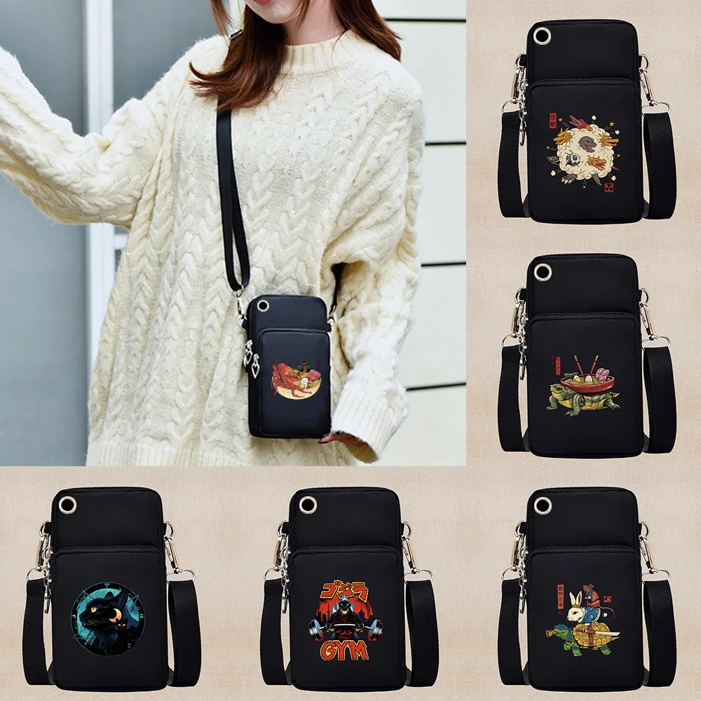 Universal Mobile Phone Bag Japan Culture Pattern Coin Purse Arm Shoulder Cover Running Sports Earphone Bags for xiaomi/iPhone