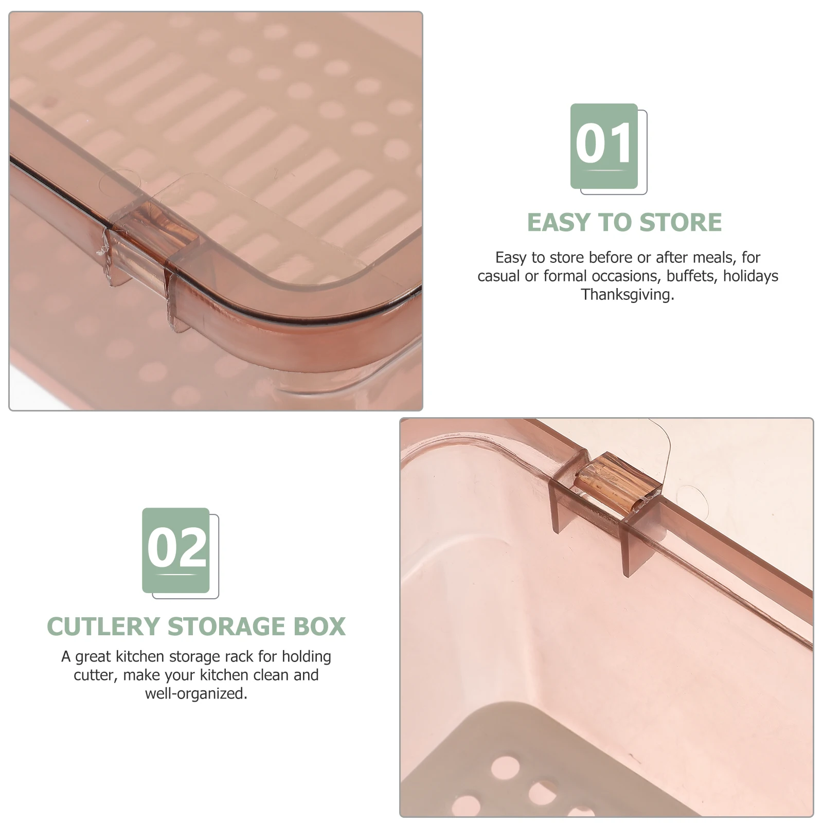 

3pcs Cutlery Storage Boxes Plastic Chopsticks Holders Utensil Containers Kitchen Trays Drain Rack Design Household ganizer