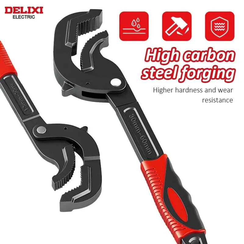 DELIXI ELECTRIC Adjustable Wrench,8-22mm/22-32mm/13-30mm/30-60mm Large Opening Universal Wrench Fast Multi-Function