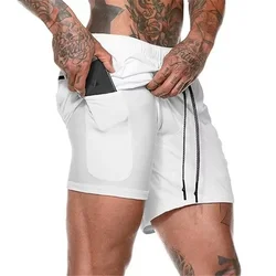 New 2 in 1 Shorts Running Sports Short Pants Double Layer Built-in Pocket  Quick Dry Training Bermuda Gym Fitness Clothing