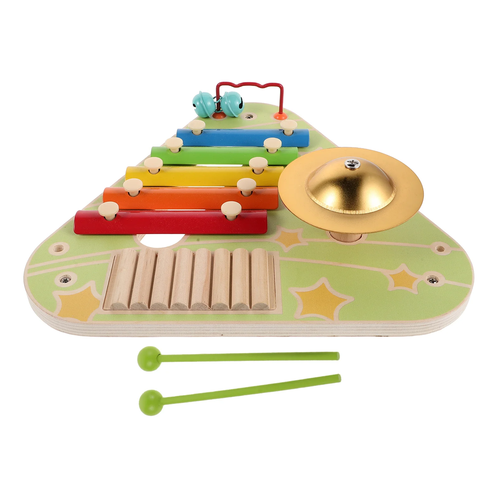 1 ensemble d'instruments de musique Montessori 4 en 1, Xylophone en bois, Piano, cymbale à Percussion, planche d'activité musicale Portable pour tout-petits