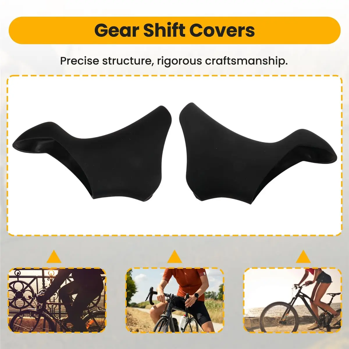 #66H Gear Shift Covers,Bicycle Gear Shift Brake Lever Cover Bike Handle Sleeves Protector (Black)