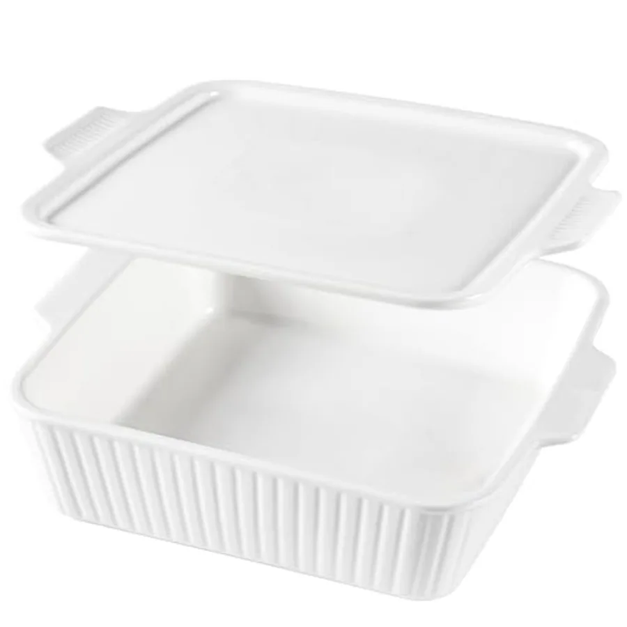 

Casserole Dish for Oven with Lid 10'' Square Baking Dish 2-in-1 Ceramic Baking Dish Baking Pan with Handles Lasagna Pan Bakewar