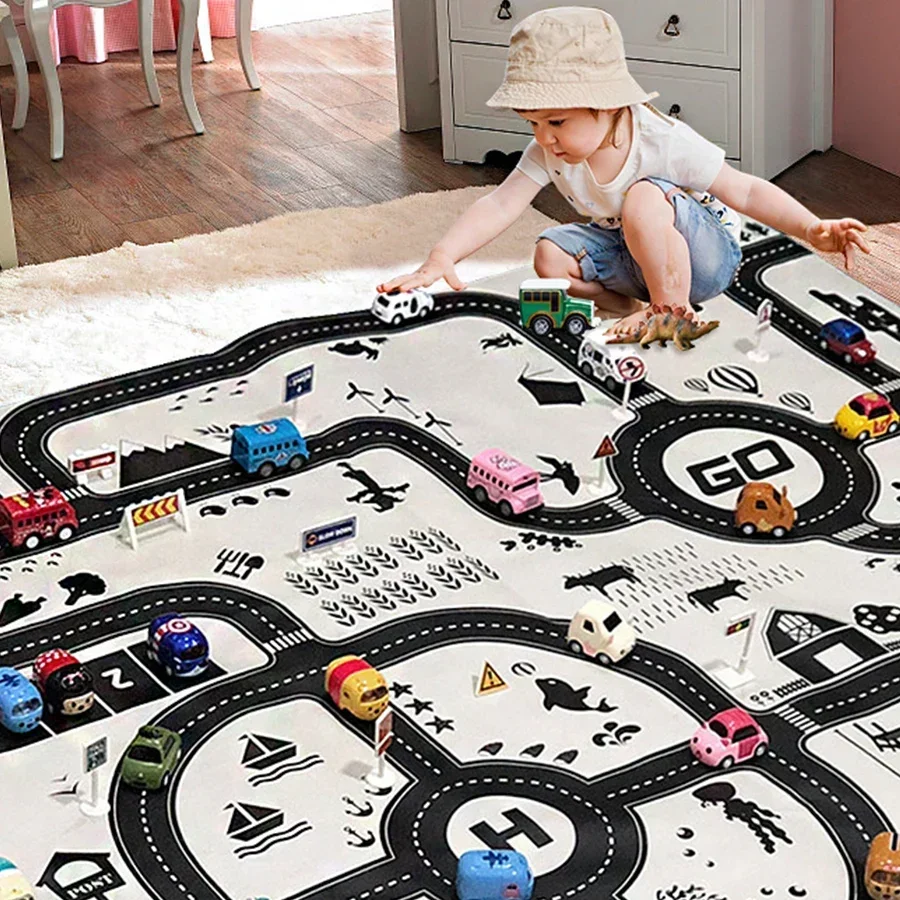 130*100 CM Large City Traffic Car Park Kids Playmat Waterproof Map Play Mat Road Signs Educational Toys for Children's Mat Games