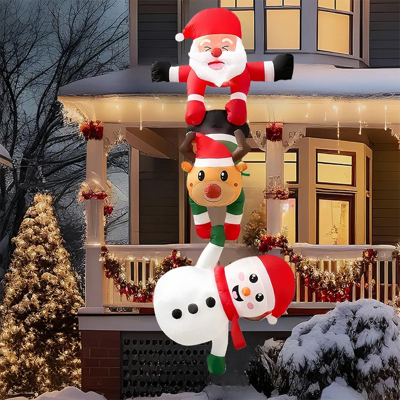 

2.4 Meters Christmas Inflatable Outdoor Decoration Hanging Decoration Santa Claus and Reindeer Snowman Model Courtyard Roof