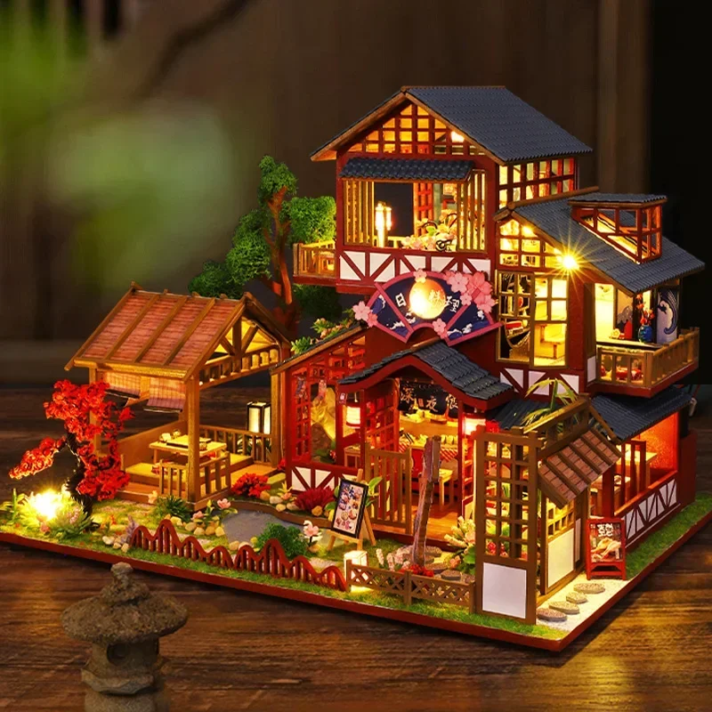 

DIY Wooden Japanese Cuisine Casa Dollhouse Miniature Building Kit