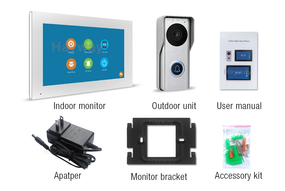 1080P Video Door Phone Home Intercom System Wireless WiFi Smart Video Doorbell 7 Inch with Wired Doorbell TUYA APP