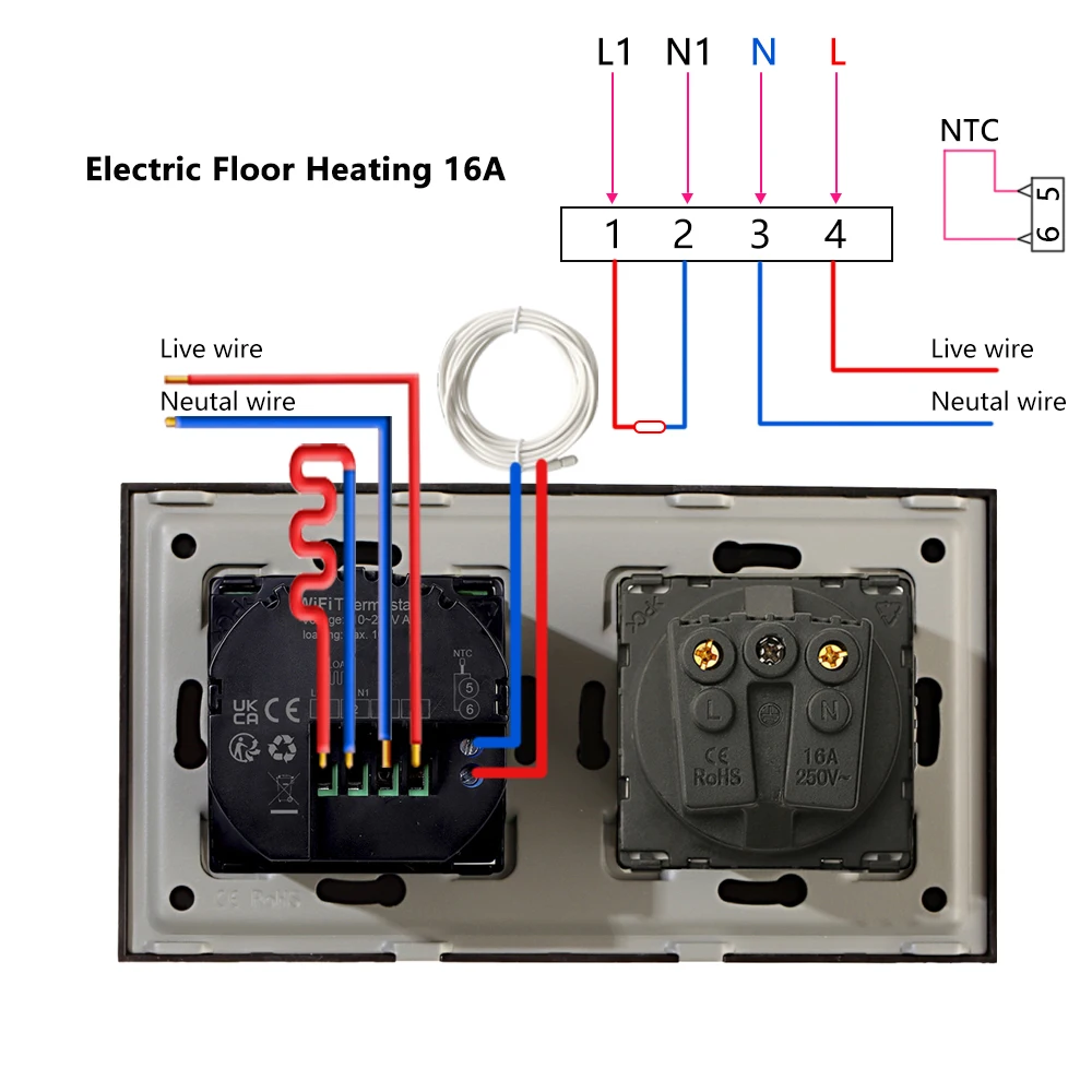 Tuya WiFi Smart Thermostat Electric Heating Water Gas Boiler Temperature Remote Controller with Touch Switch/Wall Usb Socket