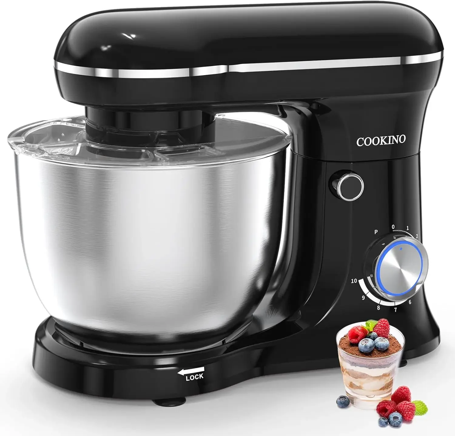 Stand Mixer,10 Speeds Tilt-Head Food Mixer, 3-IN-1 Kitchen Mixer for Daily Cooks with 5.5 QT Bowl,Dough Hook, Beater, W