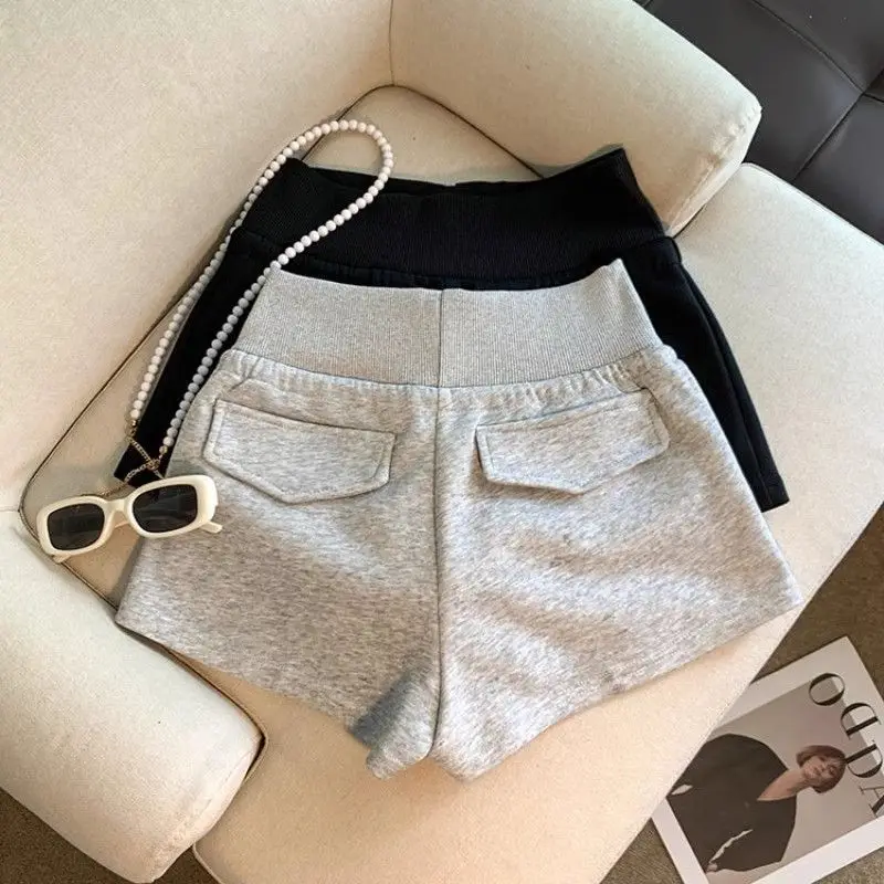 

Спортивные шорты на шнурке, женские свободные прямые шорты с высокой талией и необработанным подолом, повседневные винтажные хлопковые короткие брюки Y2k