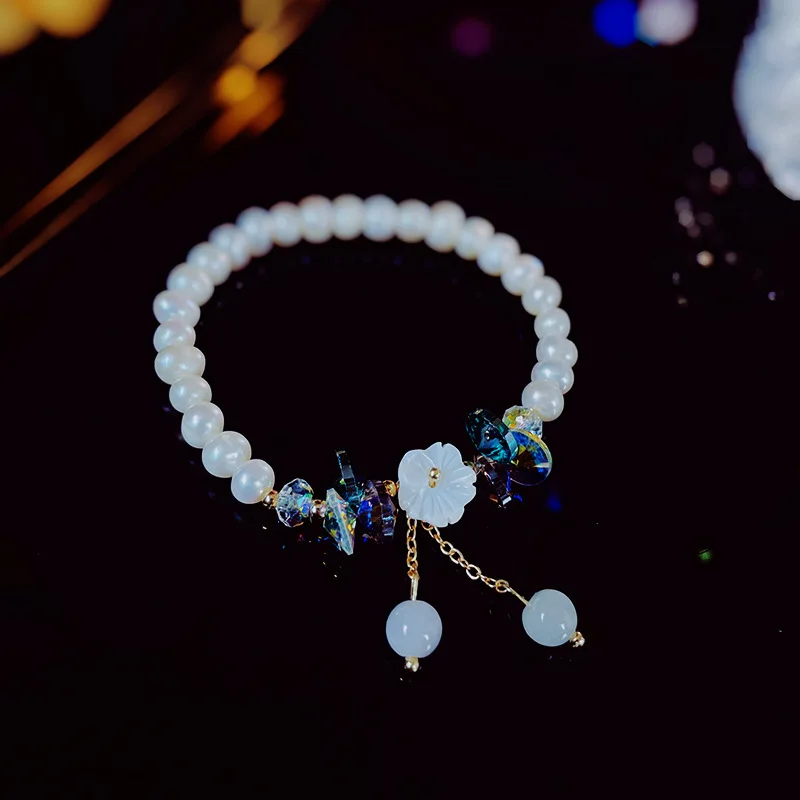 100% Natural Freshwater Pearl Elegant Colorful Crystal 14K Gold Filled Ladies Bracelet Promotion Jewelry For Women Cheap Gifts