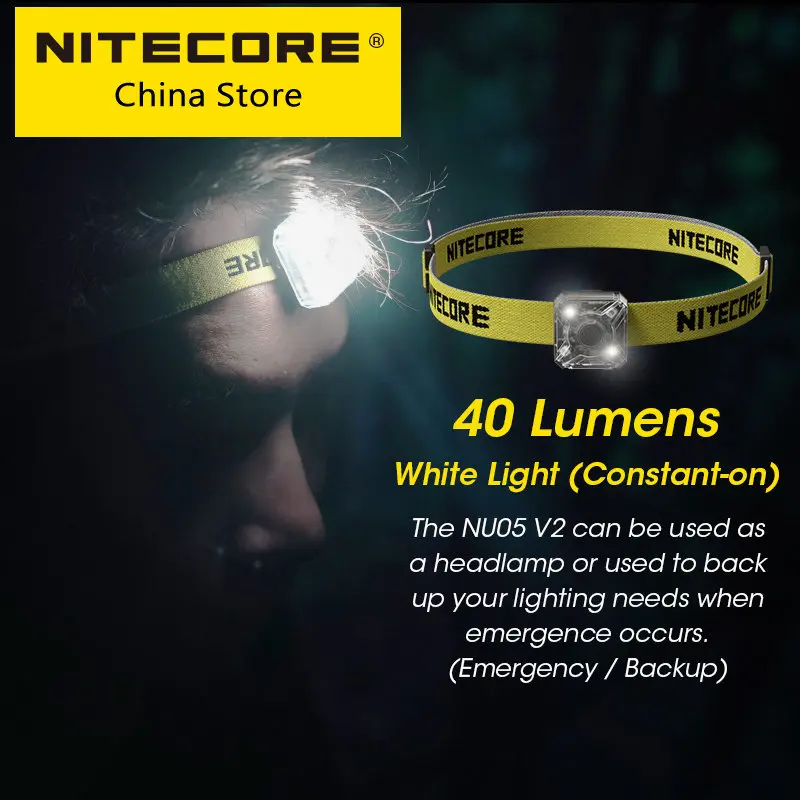 Nitecore-トレイルランニング用のヘッドランプ、バックパックの乗馬用のマルチソース、犬の散歩、USB充電式信号ライト、nu05 v2