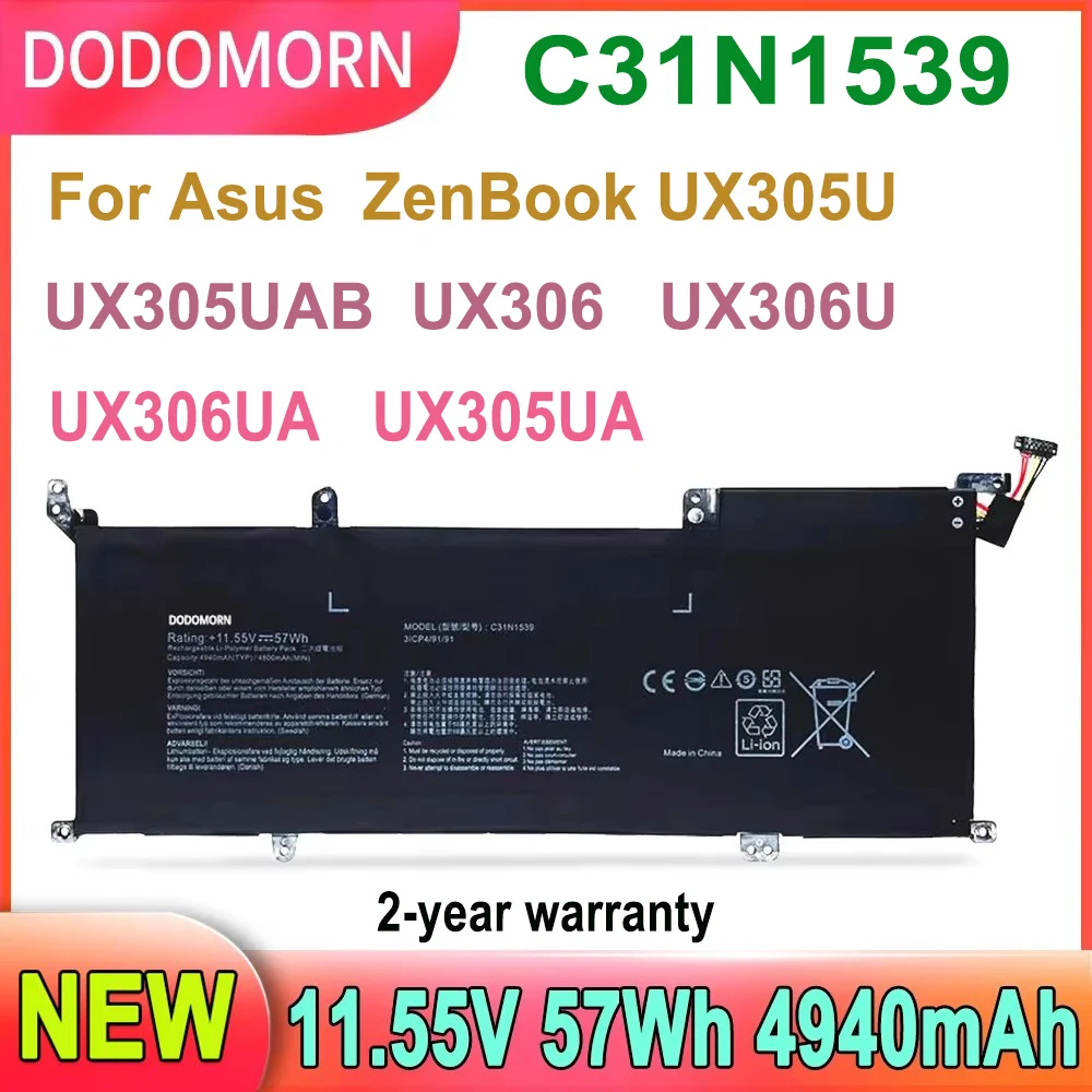 

C31N1539 For Asus ZenBook UX305U UX305UA UX305UAB UX306 UX306U UX306UA Series Laptop Battery 57Wh