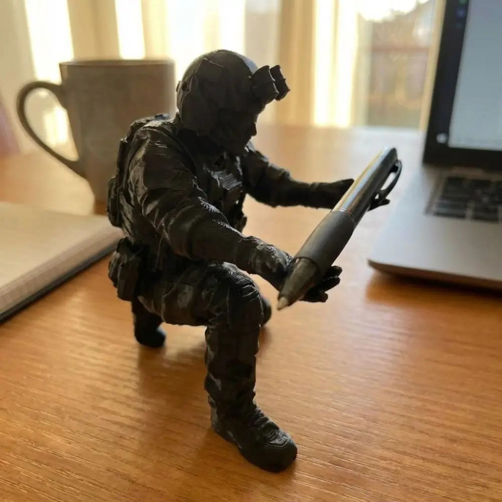 Unique Soldier Pen Holder Plastic Stationery Warrior Ornament Special Forces Figure 3D Printed Pen Stand Fits Pen Pencil Marker